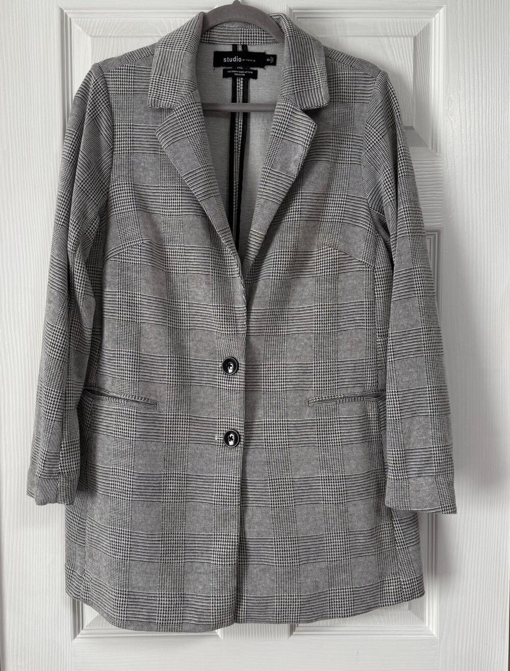 Studio by Torrid Women's Gray Plaid Houndstooth Blazer Jacket Size 0 US. Large